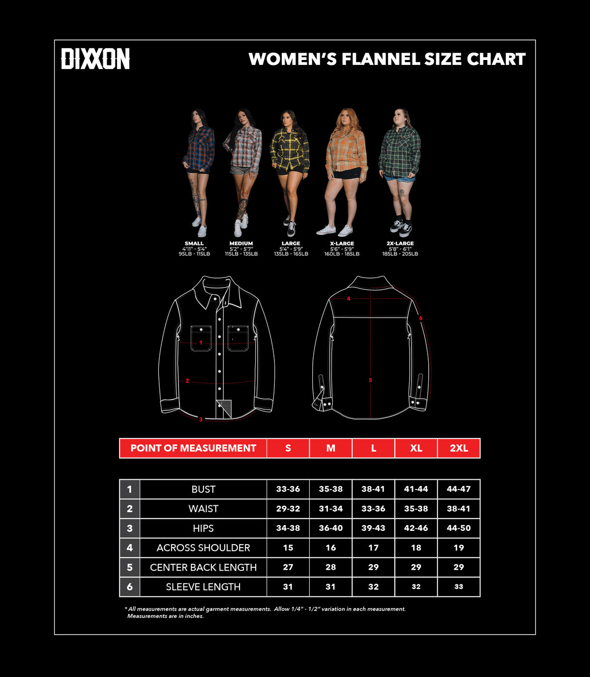 Women's sizing chart